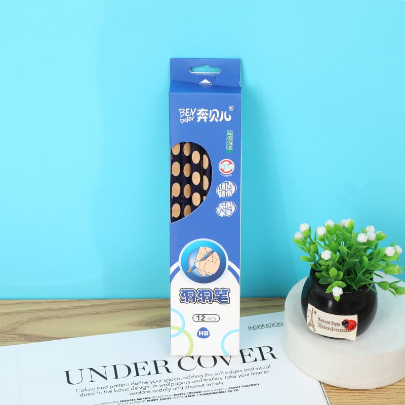 Children's pencil with finger grooves for students, cartoon triangular eraser, for beginners 2
