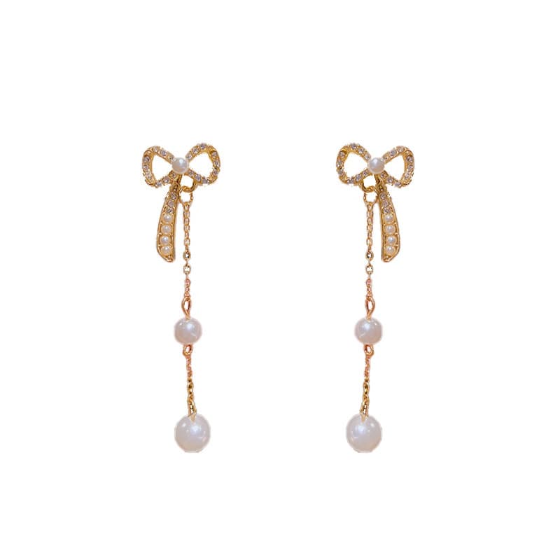 Geometric fashionable retro earrings from pearl with tassels, silver 925 sample, high-quality style 5