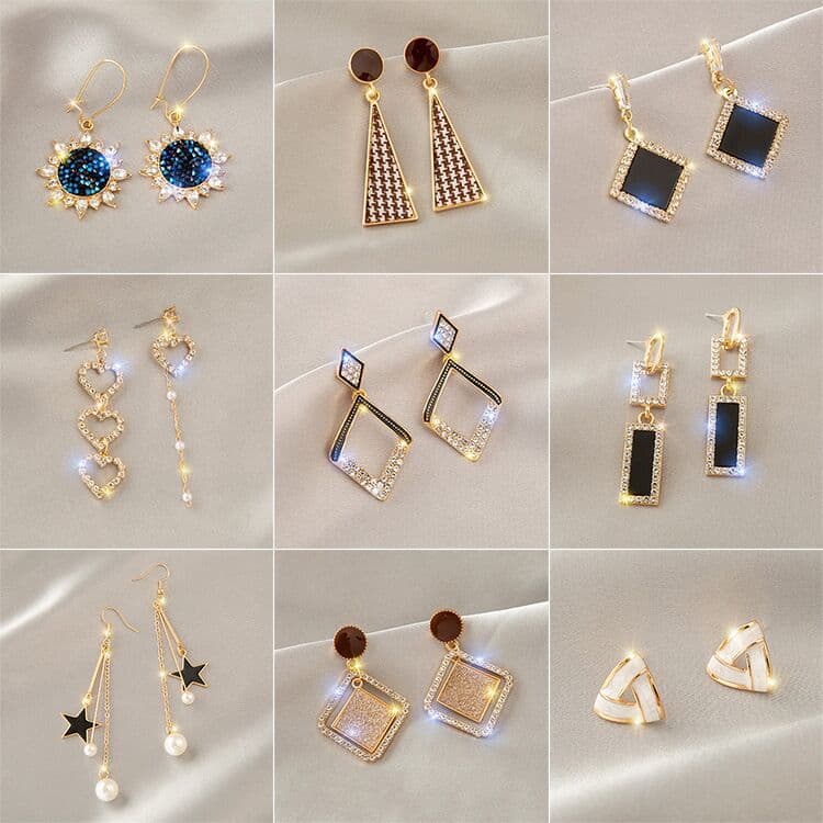 Geometric fashionable retro earrings from pearl with tassels, silver 925 sample, high-quality style 1
