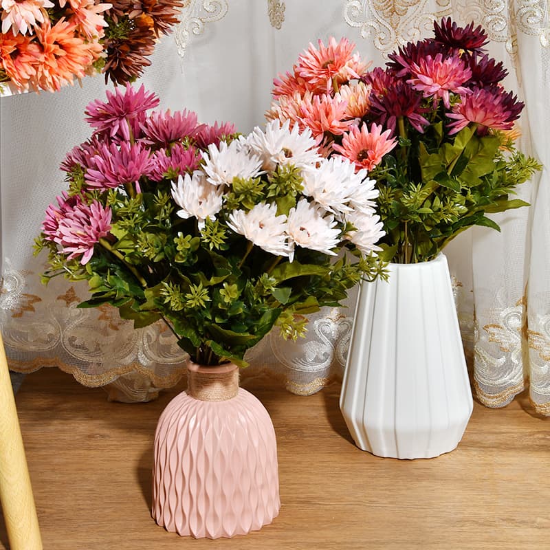 Artificial Autumn Flower Bouquet Gerbera Daisies Fake Flowers Silk Autumn Harvest Collection Home Vase Table Wedding Decoration 1