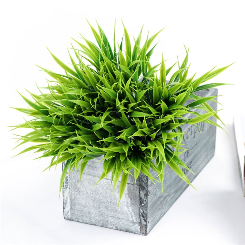 Simulation Green Plants Single 5 Fork Little Spring Cao Person Puppet Flower Plants Artificial Plastic Flower Plant Wall accessories grass wholesale 2