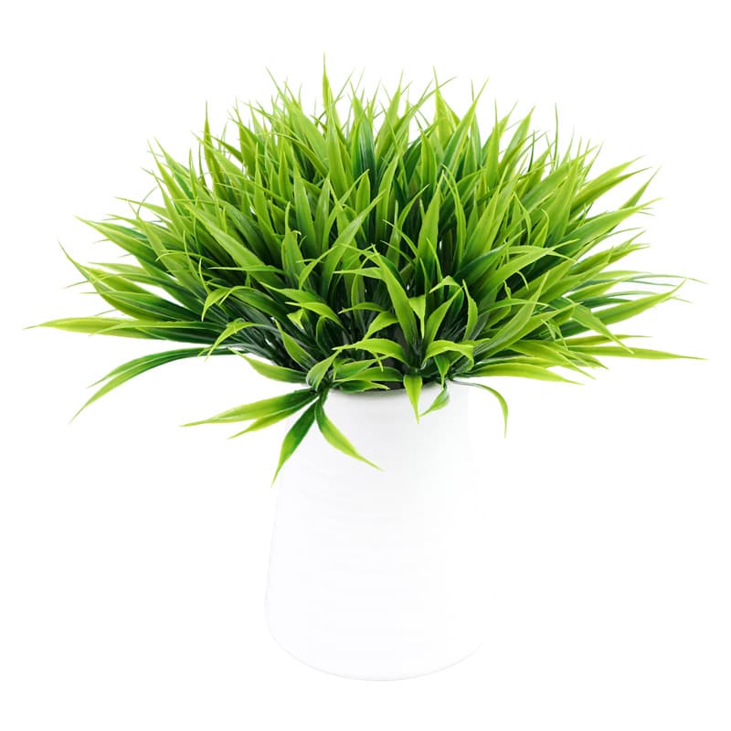 Simulation Green Plants Single 5 Fork Little Spring Cao Person Puppet Flower Plants Artificial Plastic Flower Plant Wall accessories grass wholesale 5