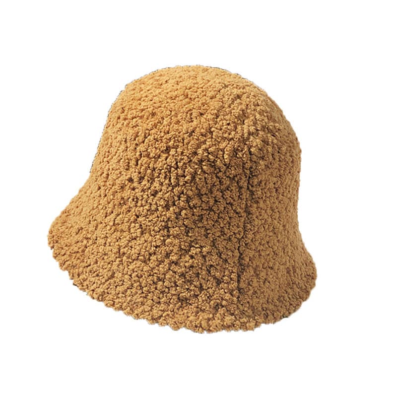 New Teddy Velvet Basin Hat Hats Japanese Fisherman Hat Female Female Autumn and Winter Pure Color Lamb Moles Warm Amazing Western Hat 5