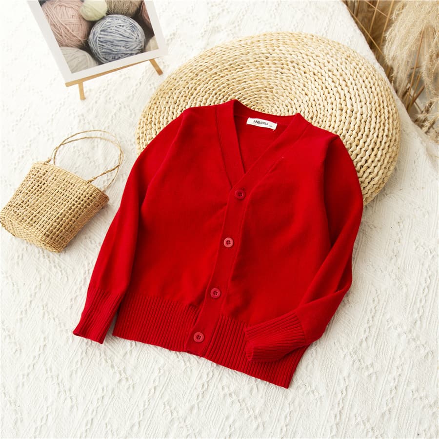 Spring children's solid color sweater, cotton cardigan, long-sleeve, uniform, 2021 collection, Korean style 3