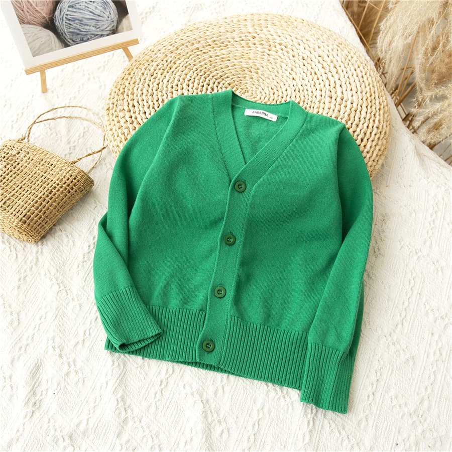Spring children's solid color sweater, cotton cardigan, long-sleeve, uniform, 2021 collection, Korean style 4