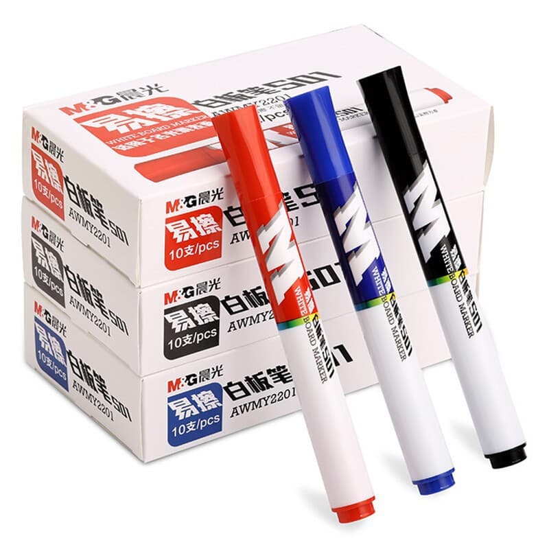 Deli whiteboard pen black marker pen easy to wipe water-based marker pen office meeting teaching training erasable large pen 5