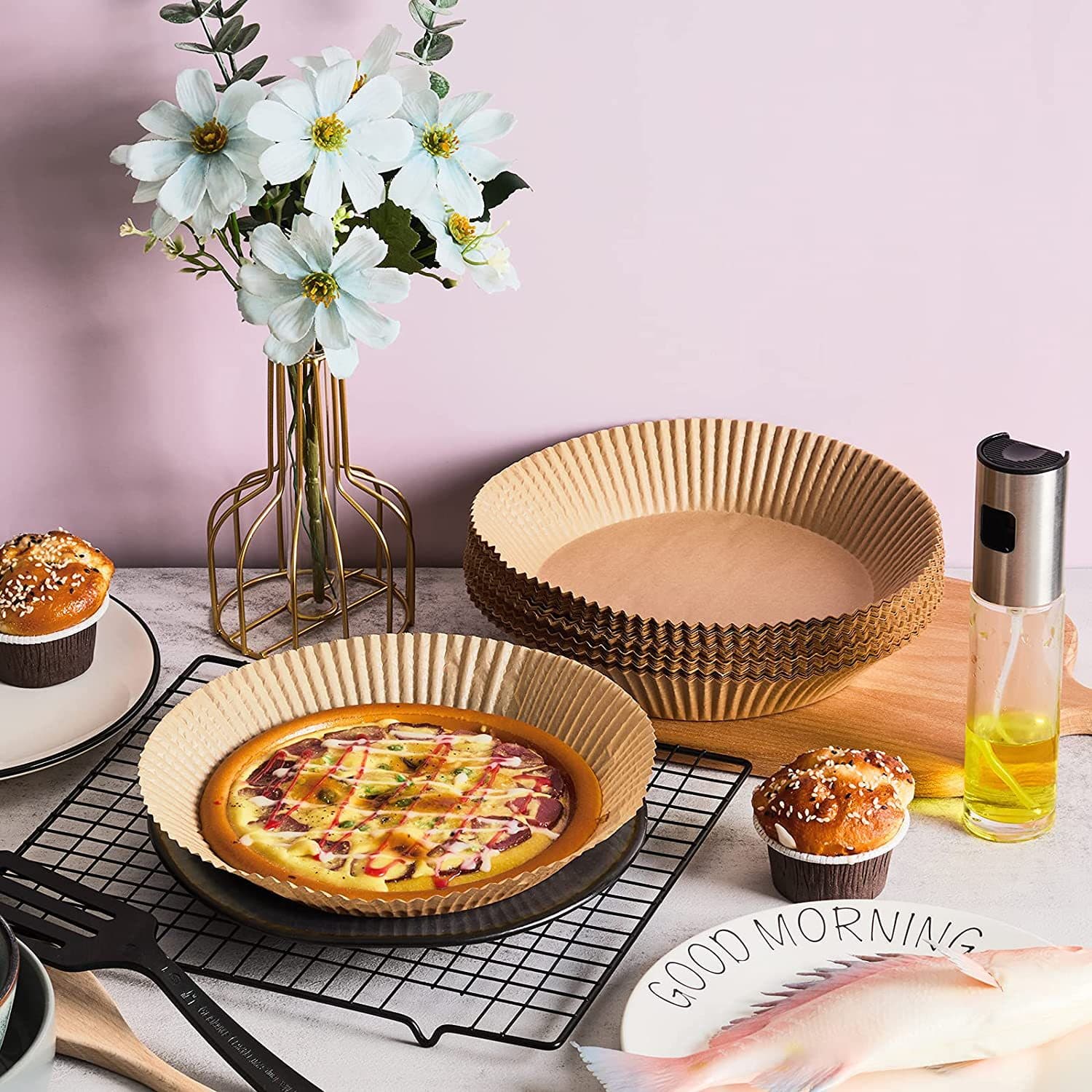 Baked paper air fried pan, frying pot, oil paper bowl, paper, paper, air frying pot, silicon oil paper 3