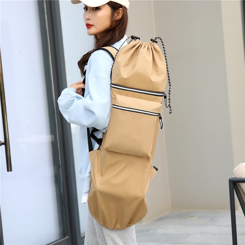 Skateboard with two curved ends, waterproof bag for yoga, backpack 1