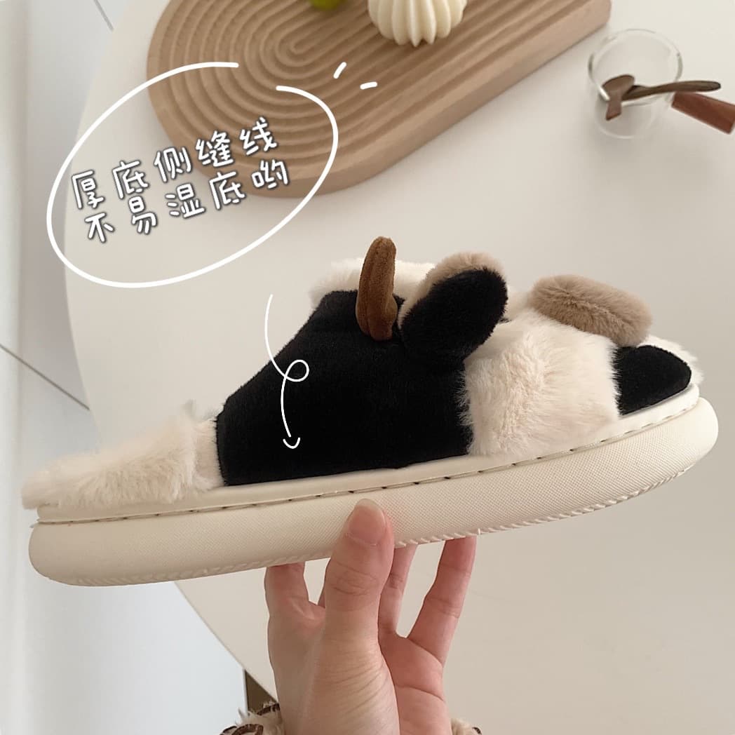Cute winter fashionable slippers, keep warm comfortable footwear for pregnant, closed toe 4