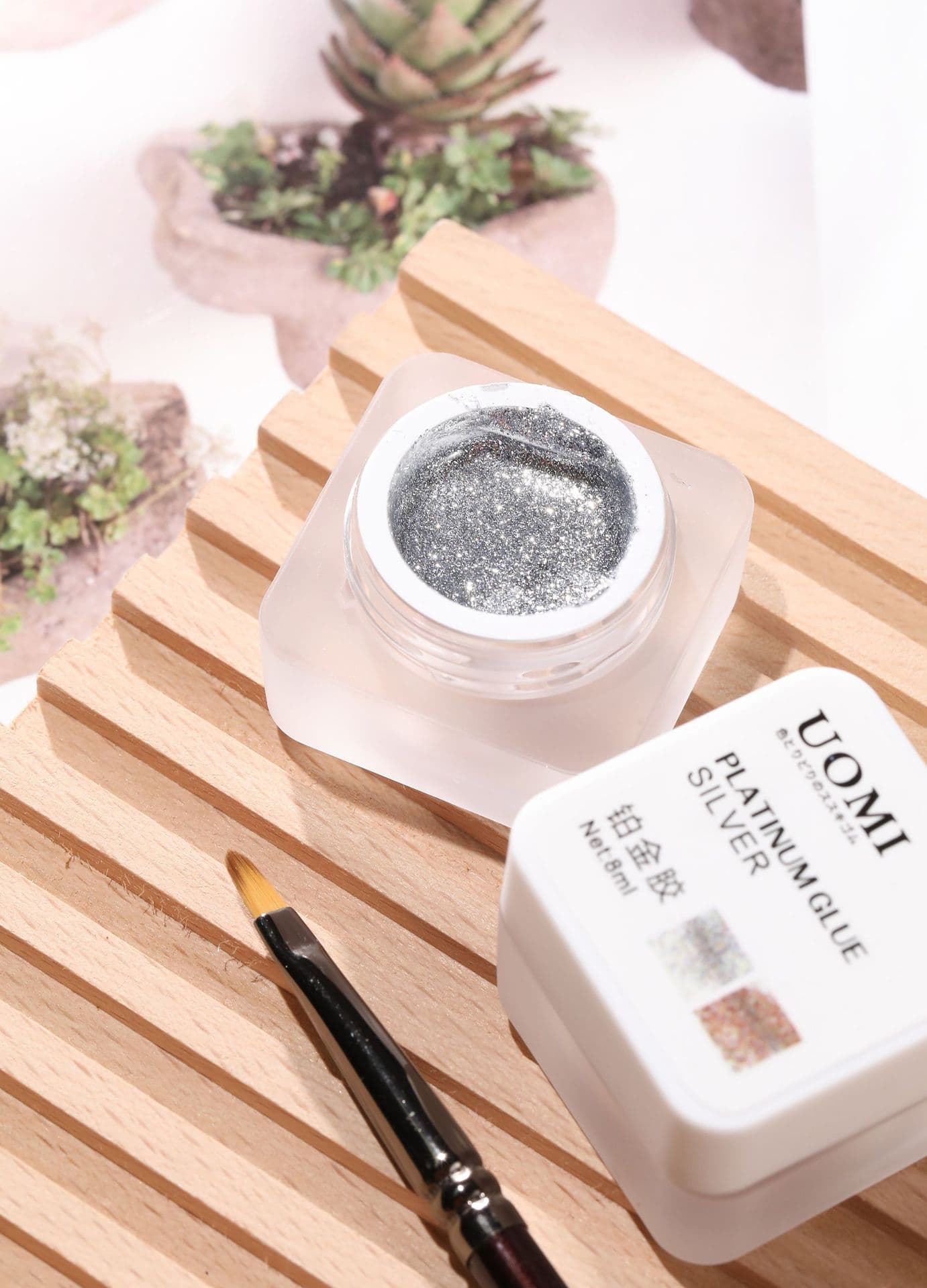 Platinum nail sequins, painted Japanese nail polish with cord 3