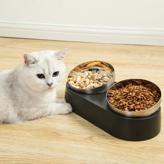 Pet feeding bowl dog stainless steel feeder cat drinking water heater eating pot cat feed bowl pet cat bowl 4
