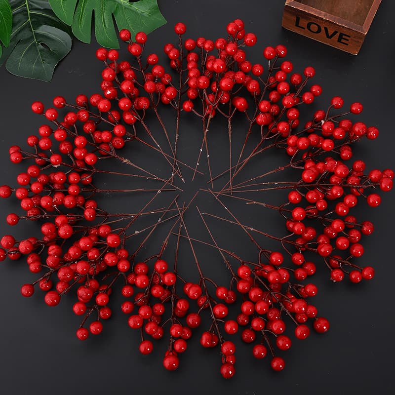 Simulation Hong Guozi New Year Acacia Bean Red Bean Red Bean Red Bean Fruit Fruit Fake Fake Flower Flower Auspicious Fruit Winter Qing Yin Wholesale 1