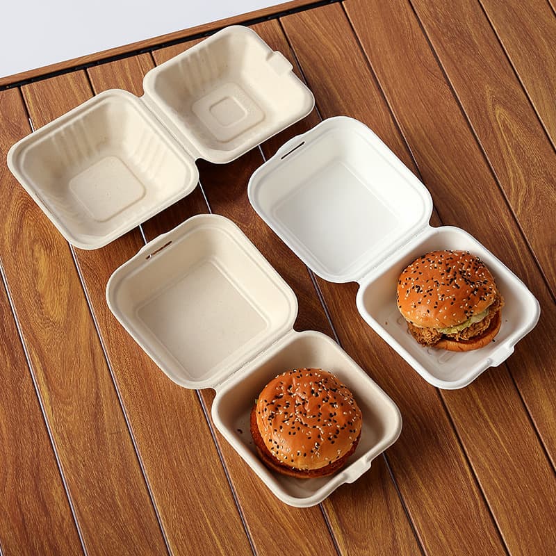 Disposable butter rice cake packaging box Takeaway Bento box Pulp hamburger box Biodegradable Croissant cake packaging box 4