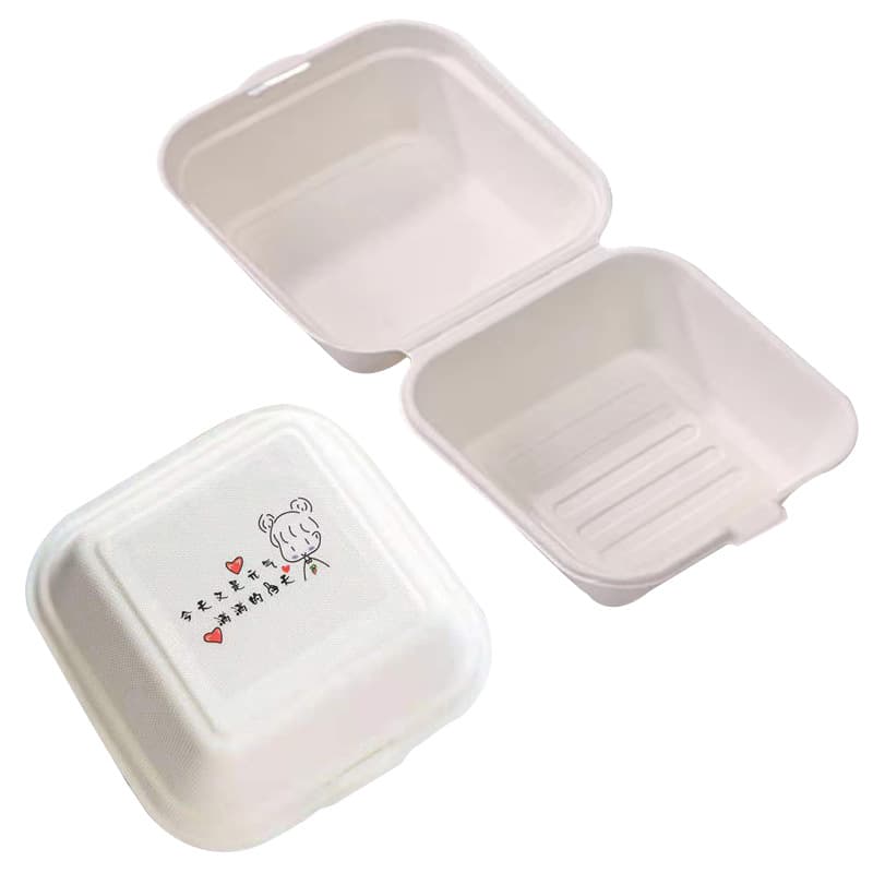 Disposable butter rice cake packaging box Takeaway Bento box Pulp hamburger box Biodegradable Croissant cake packaging box 5