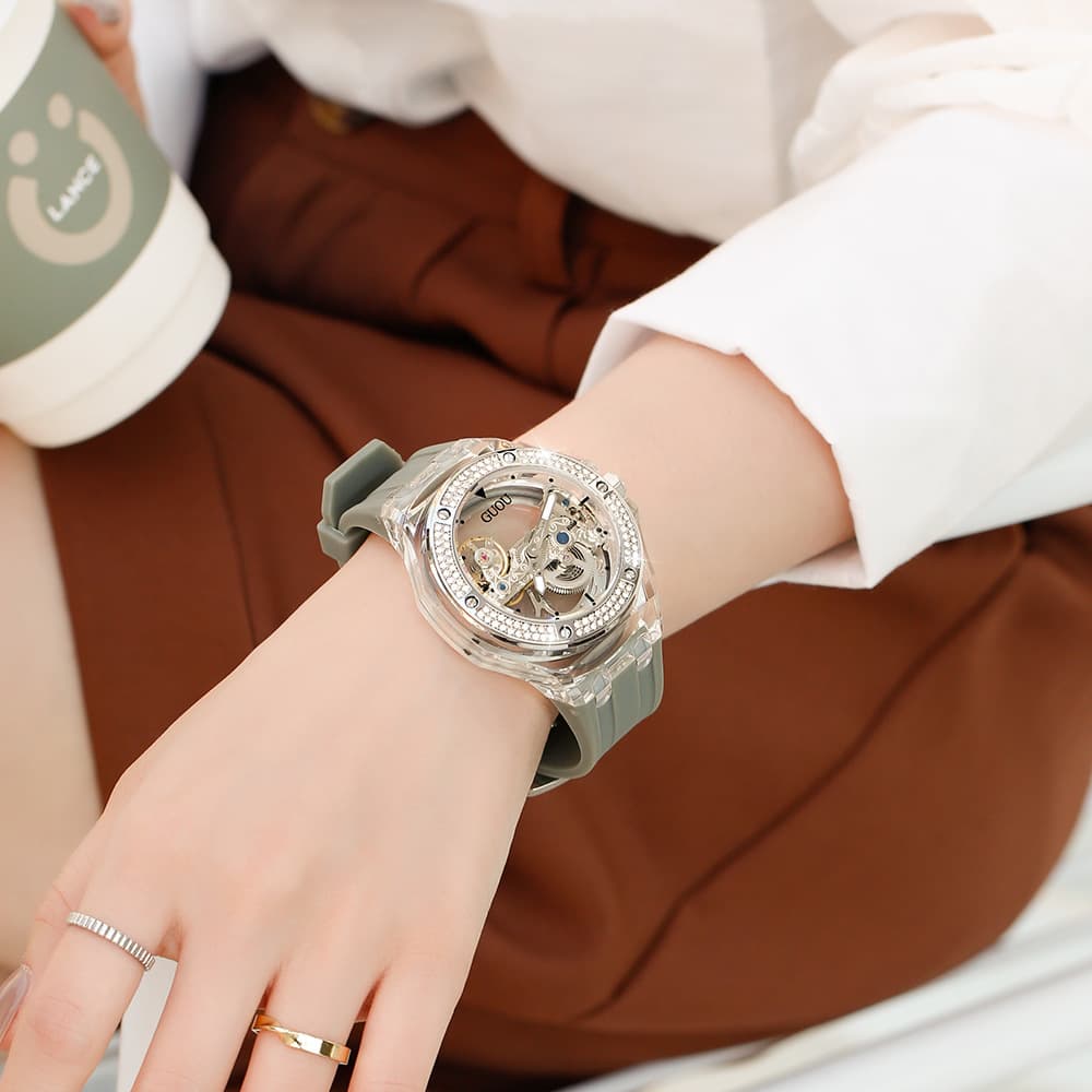 Elegant fashionable waterproof swiss watch, silicone trend mechanical hair band, simple and elegant design 2