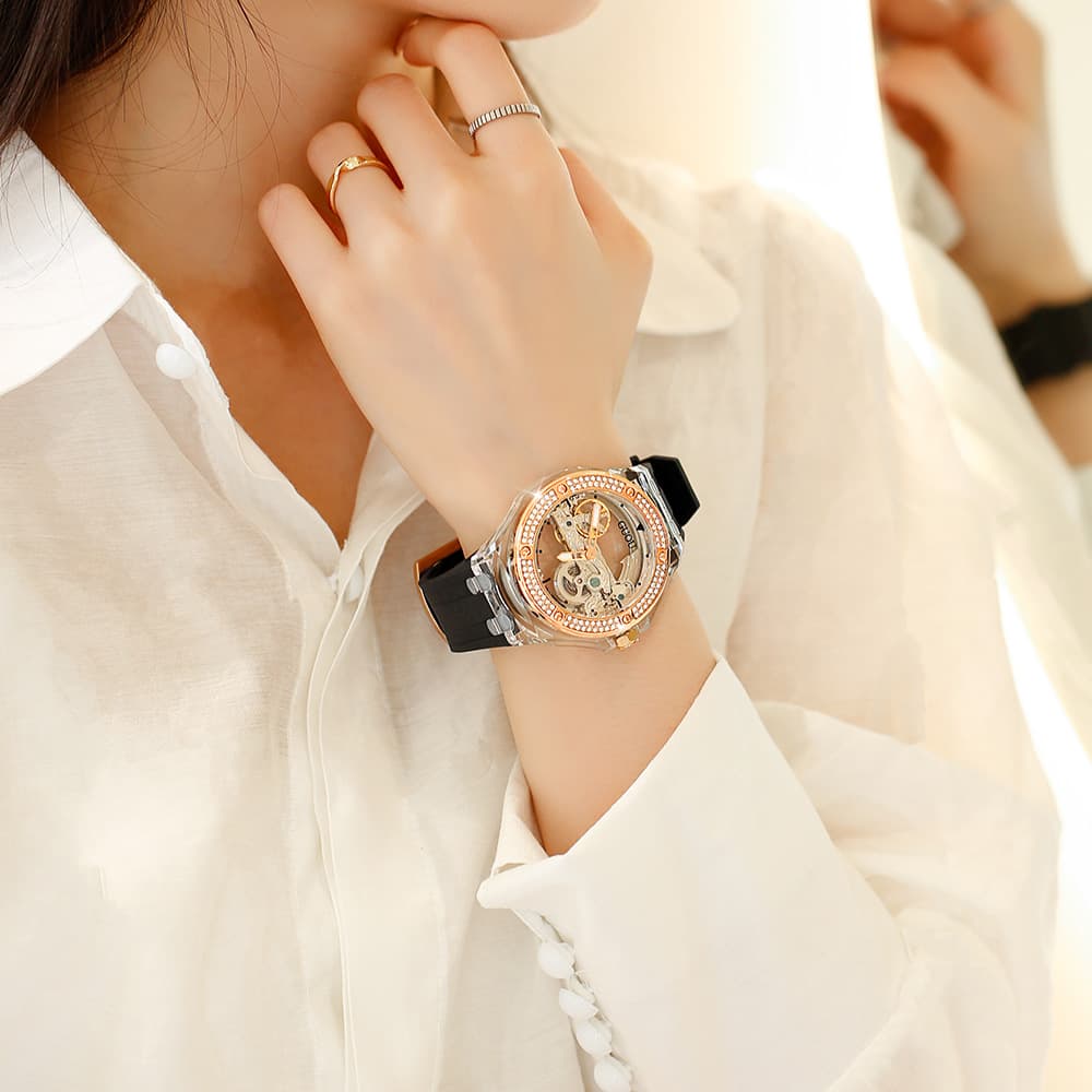 Elegant fashionable waterproof swiss watch, silicone trend mechanical hair band, simple and elegant design 4