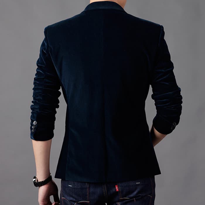 Male suit Korean Men One Button Slim Fit Suit Blazer Coat Jacket 2
