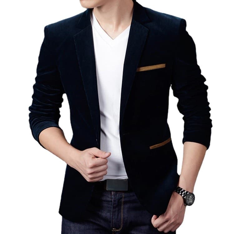 Male suit Korean Men One Button Slim Fit Suit Blazer Coat Jacket 5