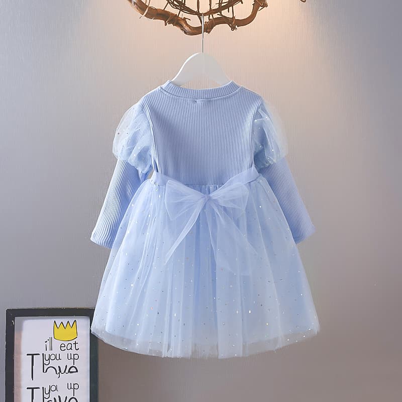 Spring dress, girl's skirt, long-sleeve, shiffon small princess costume, “Frozen” 4
