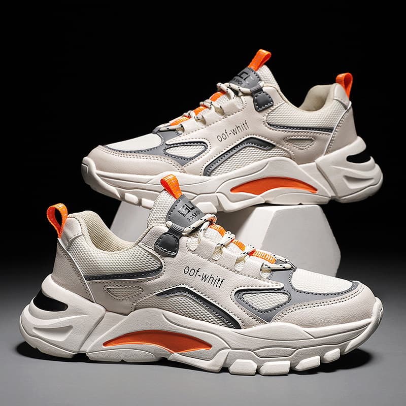 Cross-border men's shoes, lightweight and versatile, new men's sports shoes, low-cut contrasting color dad shoes, breathable Korean running shoes