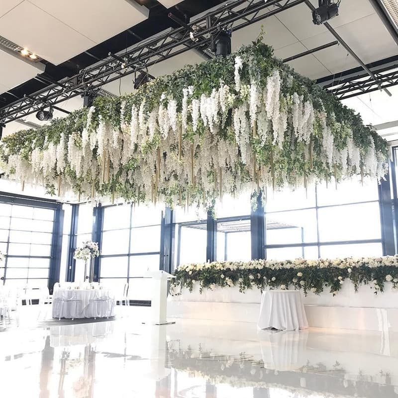 White ceiling decorative simulation embroidery ball flower vine wedding home living room decoration wisteria flower skewers festival layout 3