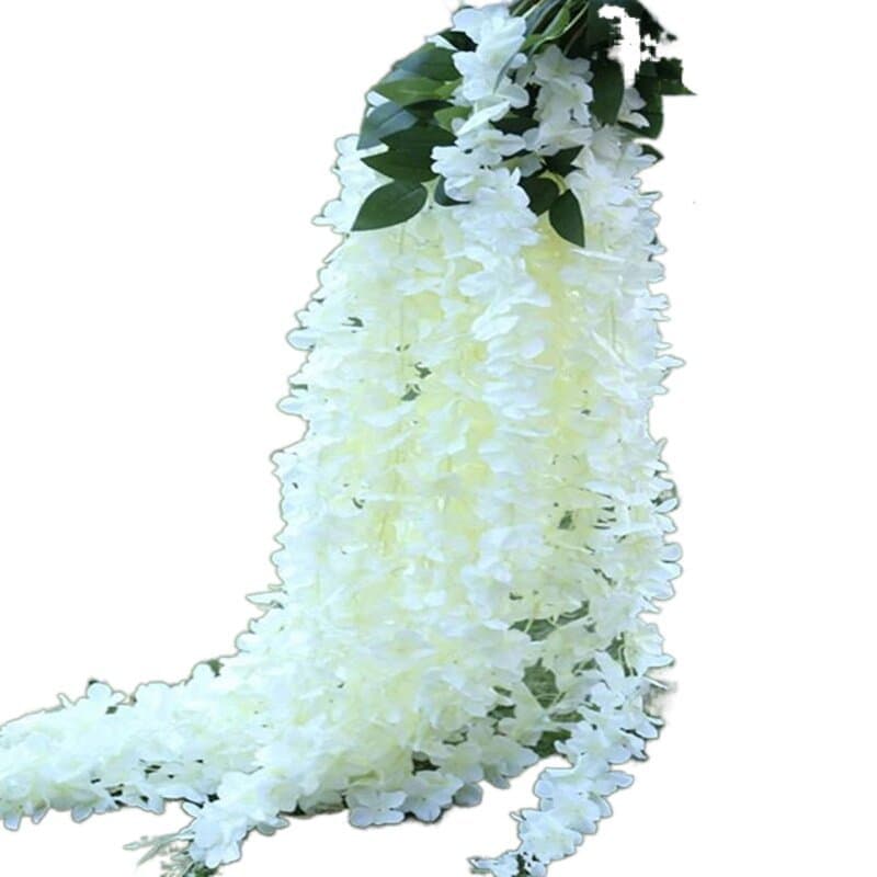 White ceiling decorative simulation embroidery ball flower vine wedding home living room decoration wisteria flower skewers festival layout 5