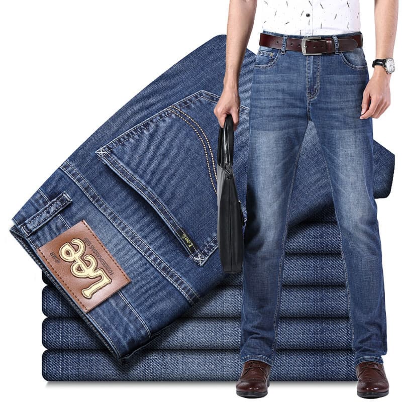 Lee, elastic demi-season loose straight jeans, elite denim trousers 2