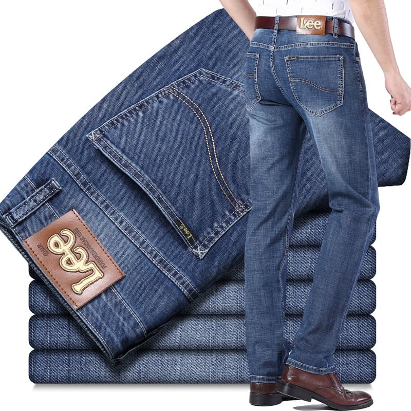 Lee, elastic demi-season loose straight jeans, elite denim trousers 3