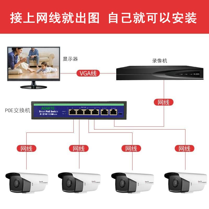 Powerful 8 million poe surveillance camera outdoor starlight 4K high-definition network security camera set 2