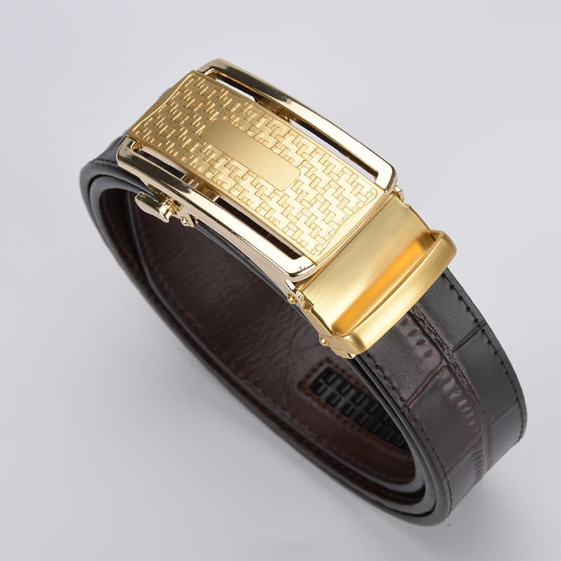 Leather belt, trousers, crocodile print, genuine leather, men's style 3
