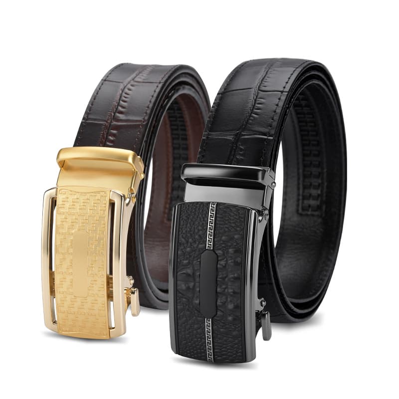 Leather belt, trousers, crocodile print, genuine leather, men's style 4
