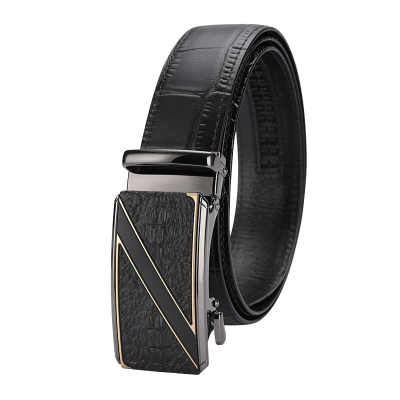 Leather belt, trousers, crocodile print, genuine leather, men's style 5