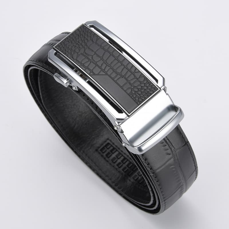 Leather belt, trousers, crocodile print, genuine leather, men's style 1