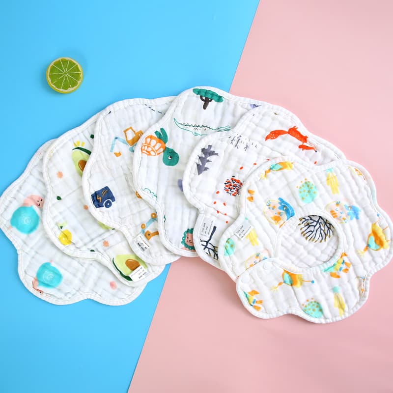 Children's cotton eating bib, gauze scarf, with pocket 2