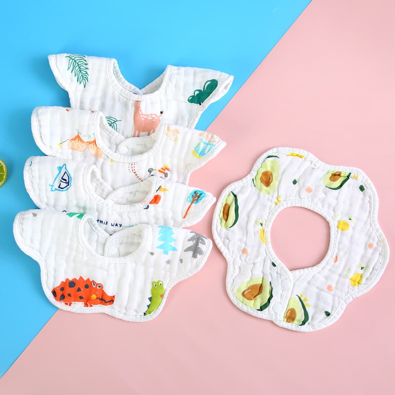 Children's cotton eating bib, gauze scarf, with pocket 3