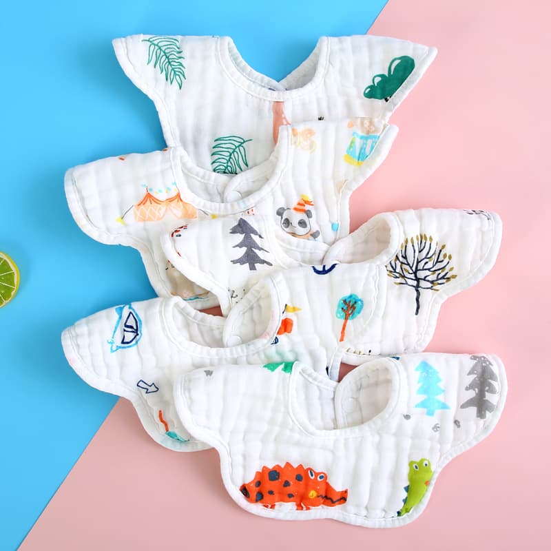 Children's cotton eating bib, gauze scarf, with pocket 1