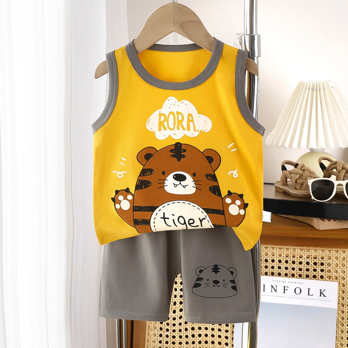 Summer children's vest, cotton set, short sleeve T-shirt for boys sleevless, shorts, trousers, lifting effect 4