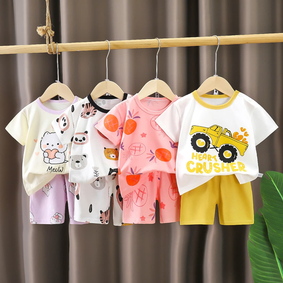 Children's sleeves, cotton set, summer summer clothing, thin T-shirt, children's clothing