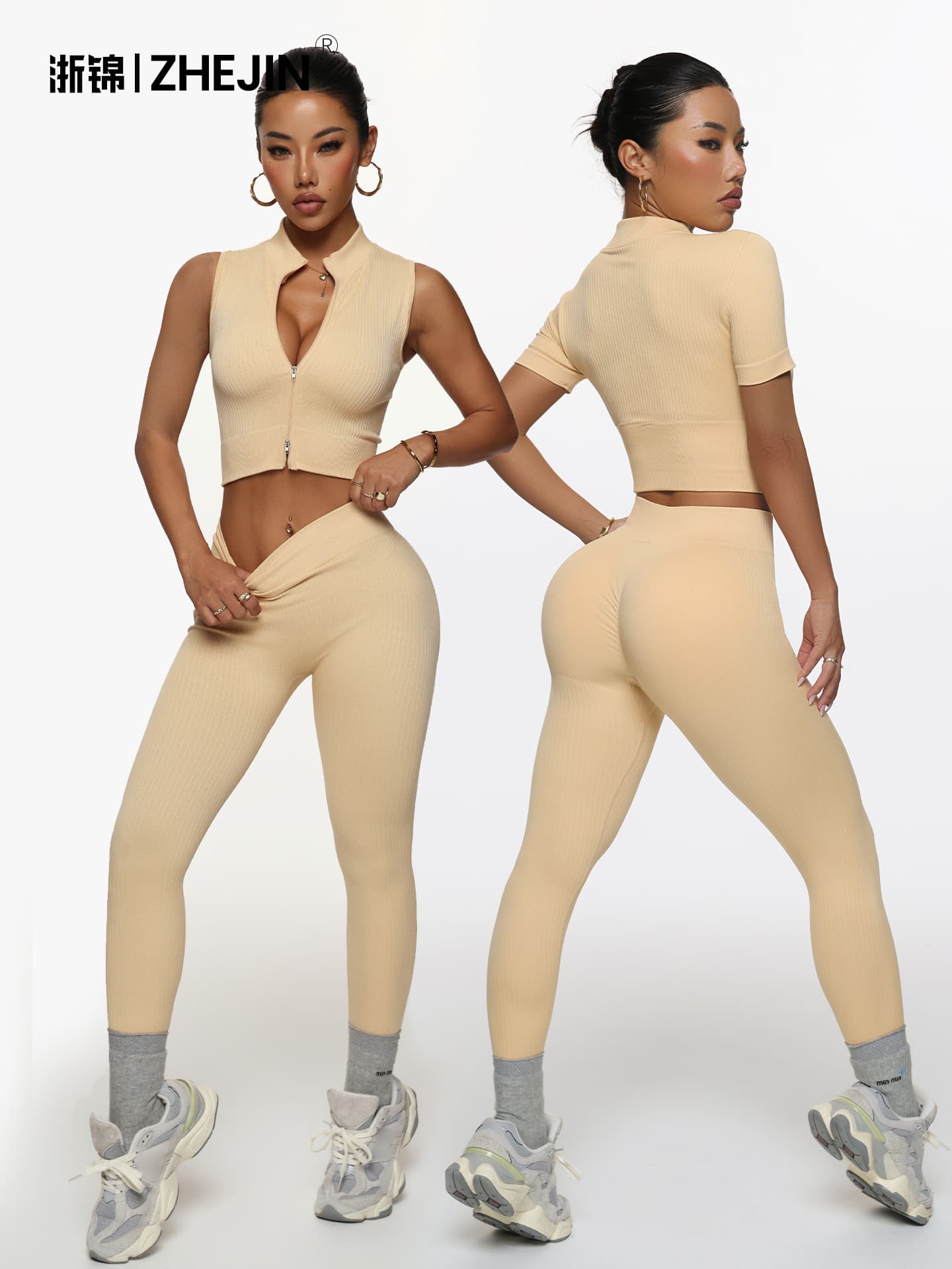 (Cross-border trading), yoga clothing, set, bra, shorts, trousers, vest, European style, with short sleeve 2