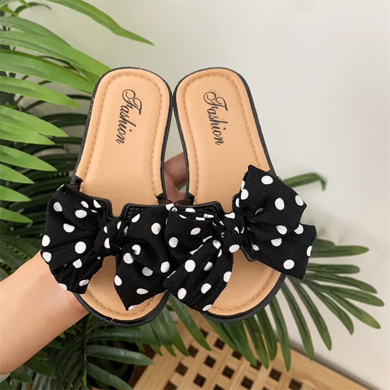 Children's women's slippers, casual non-slip sandals with bow, for teenagers, suitable for outdoor wear, Korean style, soft sole 4