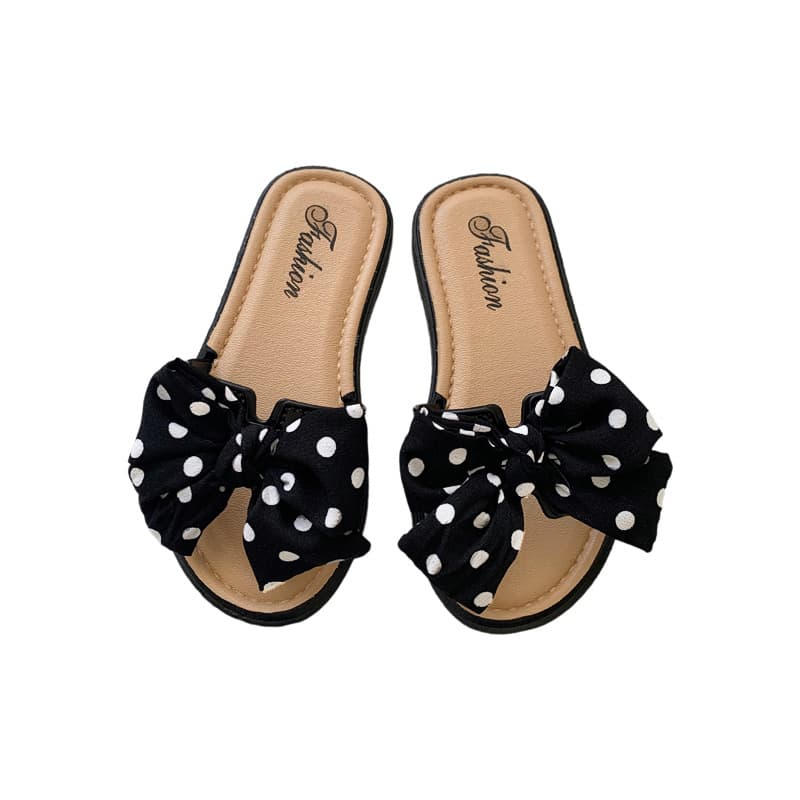 Children's women's slippers, casual non-slip sandals with bow, for teenagers, suitable for outdoor wear, Korean style, soft sole 5