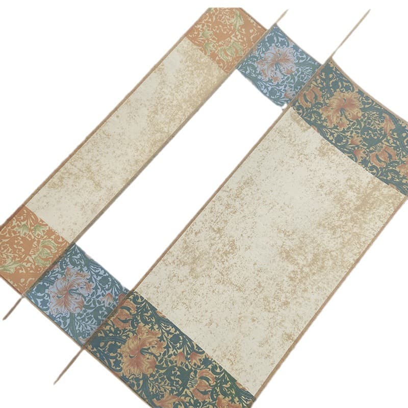Blank rice paper hanging scroll Japanese style half-cooked batik blue and white handwritten calligraphy scroll vertical axis retro small vertical scroll 5