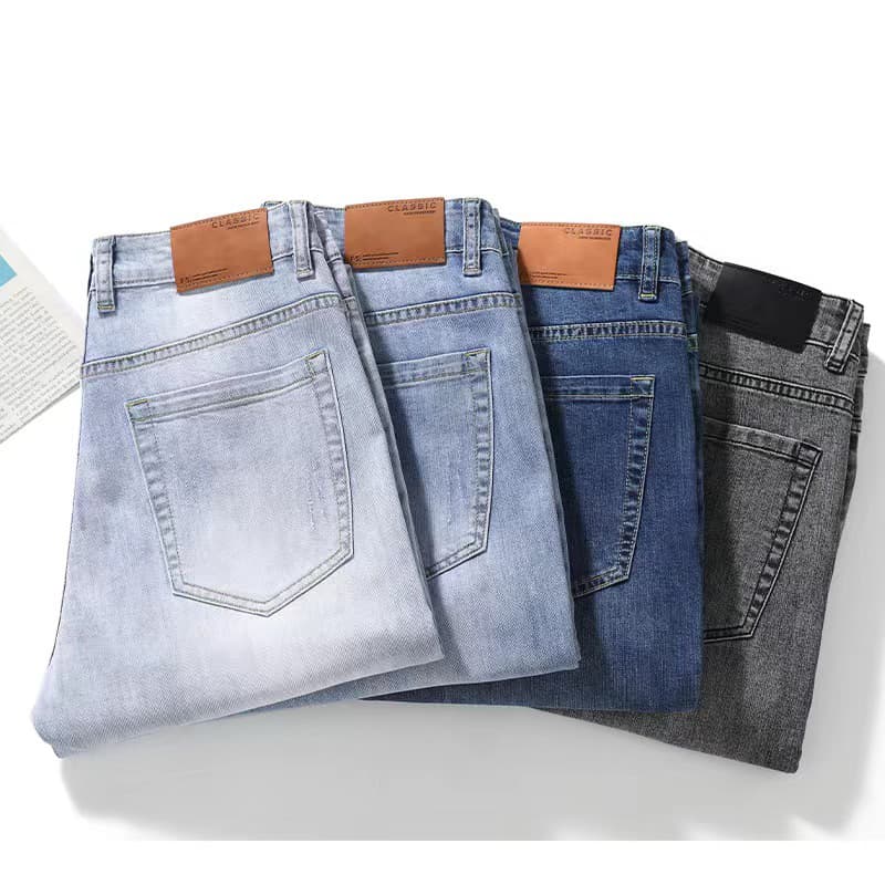 Summer jeans, fashionable elastic thin casual trousers for leisure, loose straight fit, Korean style, slim fit 5