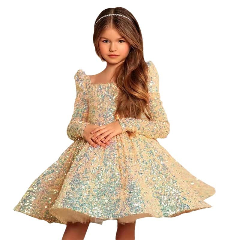 Children's evening dress, small princess costume, skirt, long-sleeve, demi-season suit, for catwalk 5