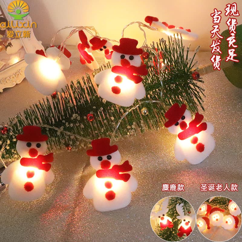 WOW [Processing and customization] Snowman LED holiday decoration fabric colored light string room decoration outdoor Christmas lights 2