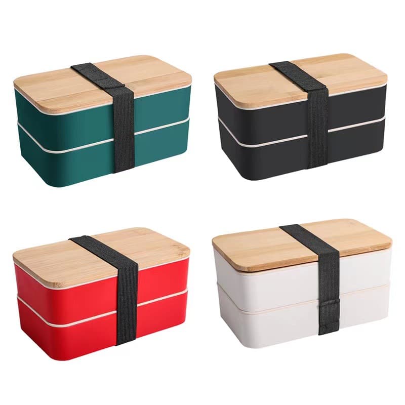 Japanese lunch box, double-layer plastic банка для хранения for students 5