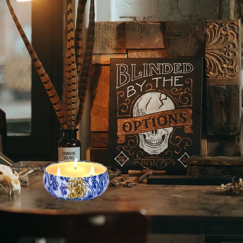 (Cross-border trading), blue and white aromatherapy, candle, three colors, long-term effect 4