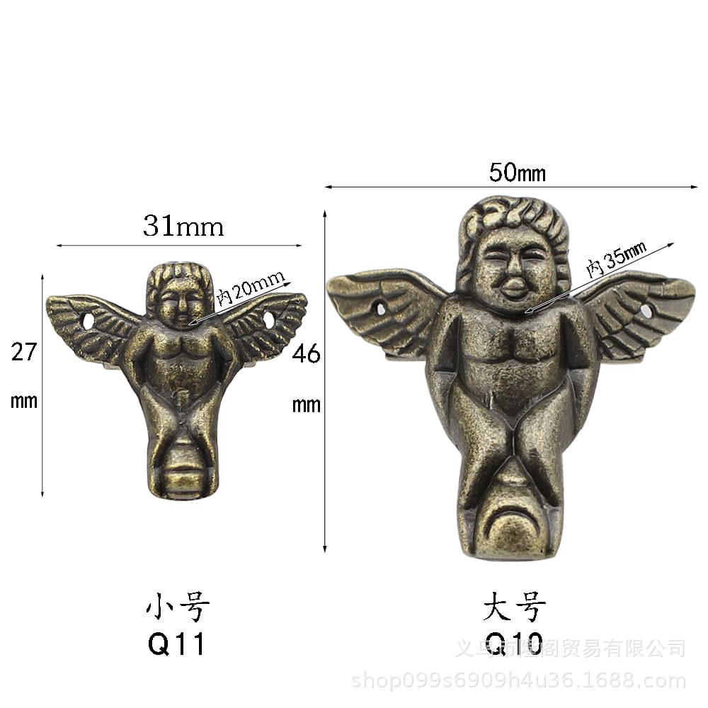 Angel foot small wooden box bottom zinc alloy fir decorative cabinet foot wood box four -sided bottom feet antique support feet 2
