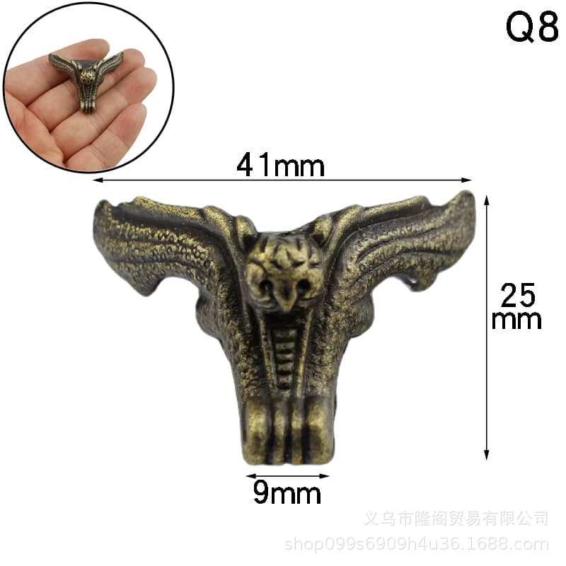 Angel foot small wooden box bottom zinc alloy fir decorative cabinet foot wood box four -sided bottom feet antique support feet 3