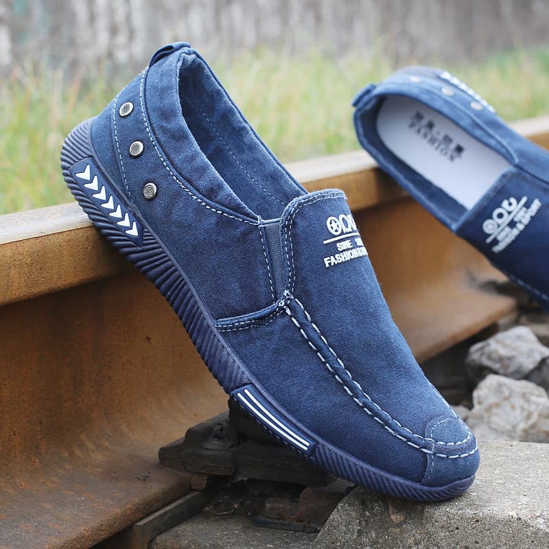 Old Beijing cloth shoes men's spring new casual canvas shoes low top breathable one-foot lazier shoes soft sole work shoes